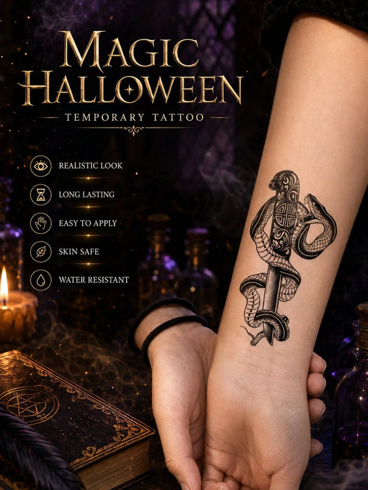 Gothic Snake Knife Tattoo Sticker