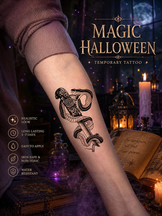 Gothic Snake Knife Tattoo Sticker