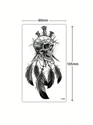 Halloween Skull Feather Tattoo Sticker