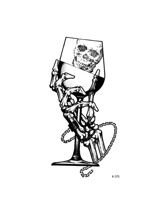 Wine Glass Cocktail Tattoo Sticker