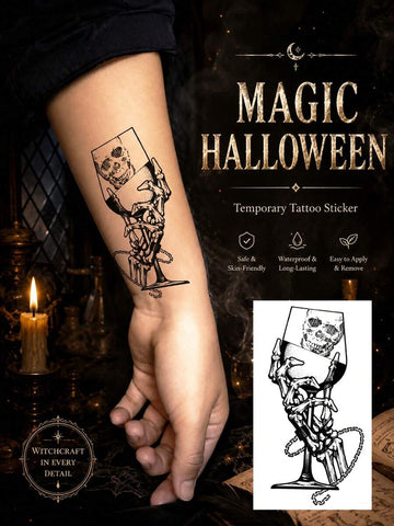 Wine Glass Cocktail Tattoo Sticker