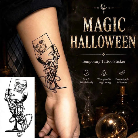Wine Glass Cocktail Tattoo Sticker