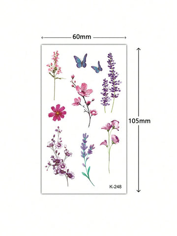 Colorful Wildflower Butterfly Tattoo Sticker