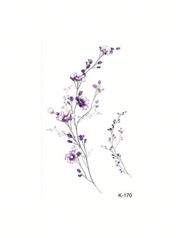 Lavender Floral Branch Tattoo Sticker