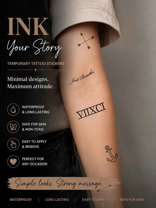 Just Breathe Quote Anchor Tattoo Sticker