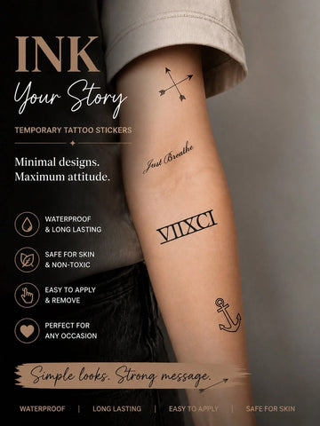 Just Breathe Quote Anchor Tattoo Sticker