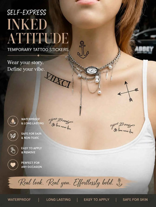 Just Breathe Quote Anchor Tattoo Sticker