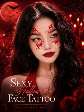 Halloween Red Butterfly Vampire Tattoo Set