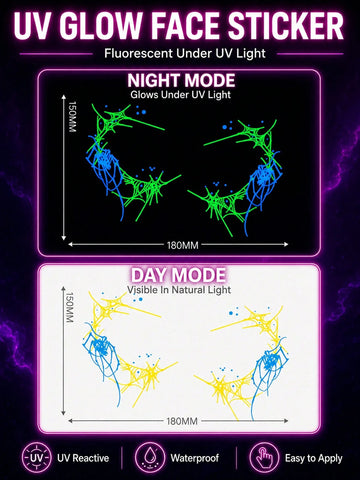 Halloween UV Neon Face Tattoo Set