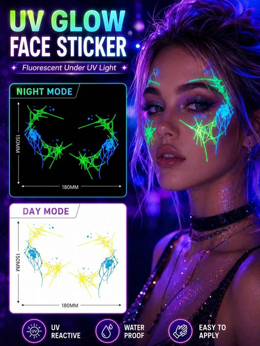 Halloween UV Neon Face Tattoo Set