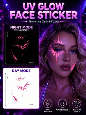 Halloween Spider Web UV Face Tattoo Set
