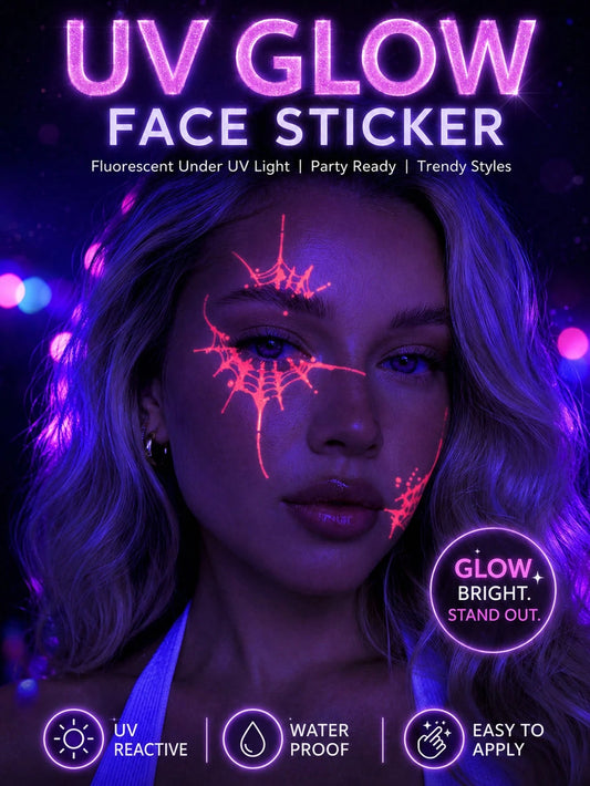 Halloween Spider Web UV Face Tattoo Set