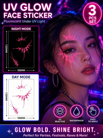 Halloween Spider Web UV Face Tattoo Set