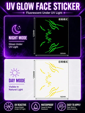UV Cyber Face Neon Tattoo Set