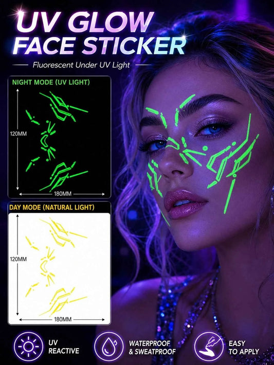 UV Cyber Face Neon Tattoo Set