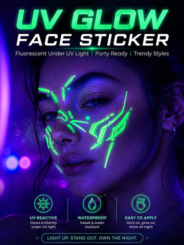 UV Cyber Face Neon Tattoo Set