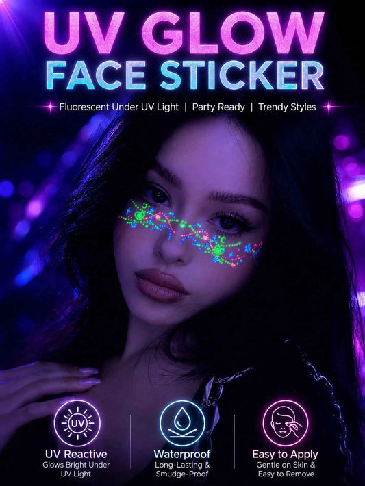 UV Neon Floral Face Tattoo Set