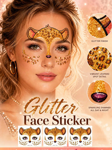 Glitter Leopard Print Face Tattoo Set