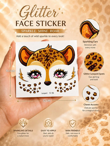 Glitter Leopard Print Face Tattoo Set