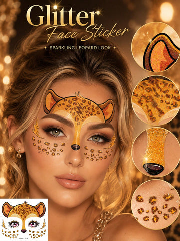 Glitter Leopard Print Face Tattoo Set
