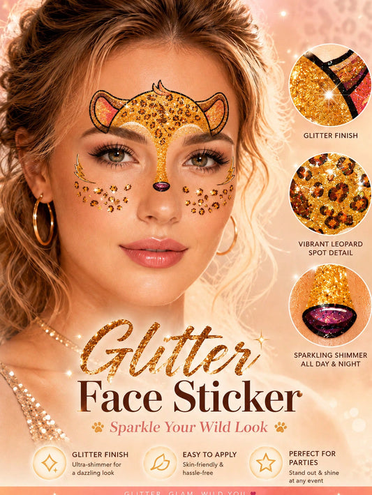 Glitter Leopard Print Face Tattoo Set