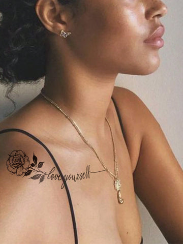Rose Flower Love Yourself Tattoo Sticker