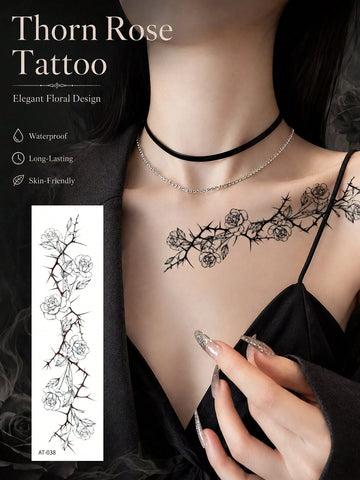 Black Rose Thorn Gothic Tattoo Sticker