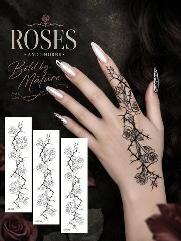 Black Rose Thorn Gothic Tattoo Sticker