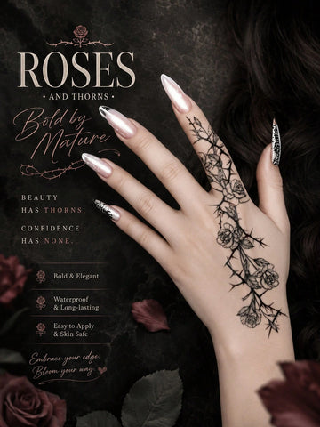 Black Rose Thorn Gothic Tattoo Sticker