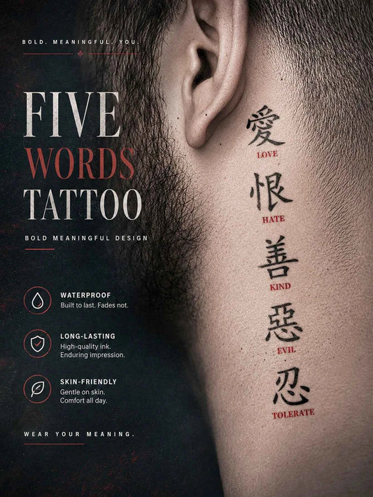 Chinese Character Love Hate Tattoo Set