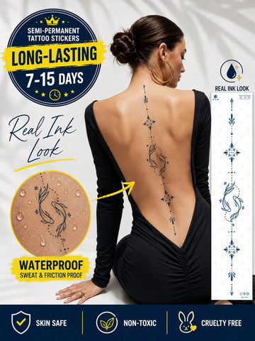 Twin Fish Floral Tattoo Sticker