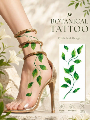 Green Leaf Vine Tattoo Sticker III
