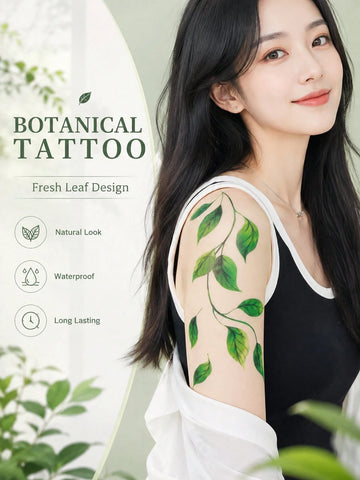 Green Leaf Vine Tattoo Sticker III