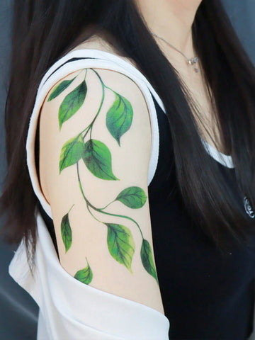 Green Leaf Vine Tattoo Sticker III