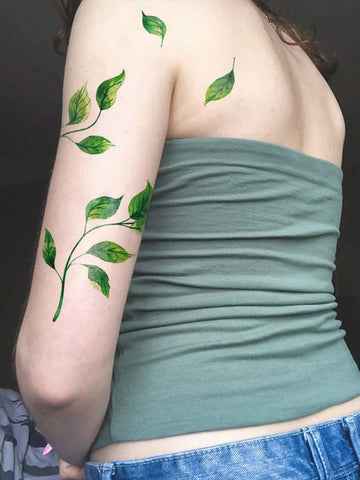 Green Leaf Vine Tattoo Sticker III
