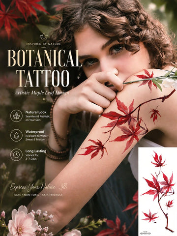Red Maple Leaf Tattoo Sticker
