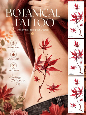 Red Maple Leaf Tattoo Sticker