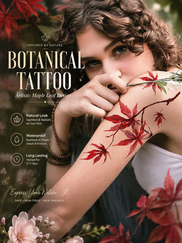 Red Maple Leaf Tattoo Sticker