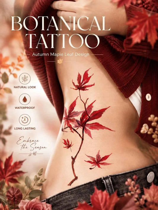 Red Maple Leaf Tattoo Sticker