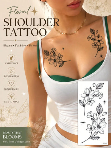 Floral Shoulder Chest Tattoo Sticker II