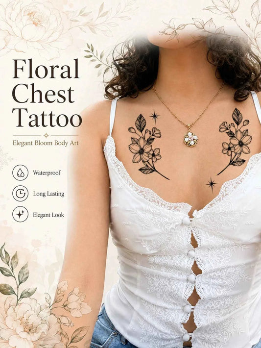 Floral Shoulder Chest Tattoo Sticker II