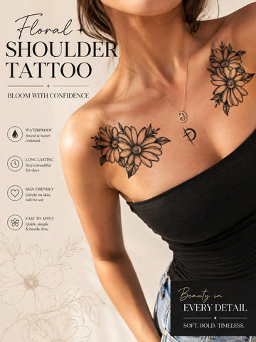 Daisy Floral Shoulder Tattoo Sticker