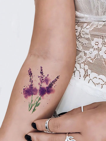 Lavender Flower Watercolor Tattoo Sticker II
