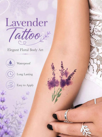 Lavender Flower Watercolor Tattoo Sticker II