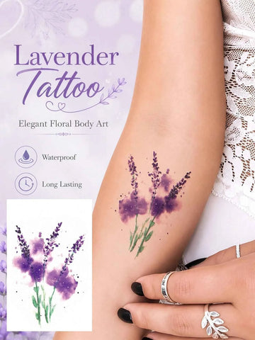 Lavender Flower Watercolor Tattoo Sticker II