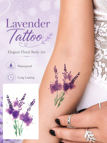 Lavender Flower Watercolor Tattoo Sticker II