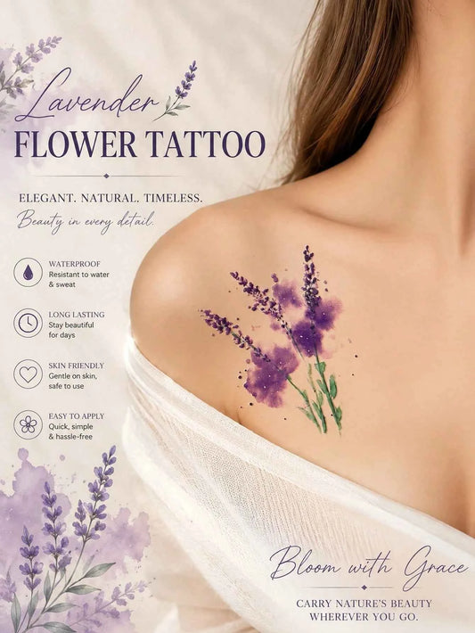 Lavender Flower Watercolor Tattoo Sticker II