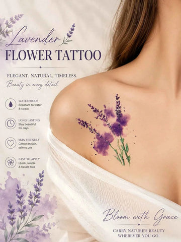 Lavender Flower Watercolor Tattoo Sticker II