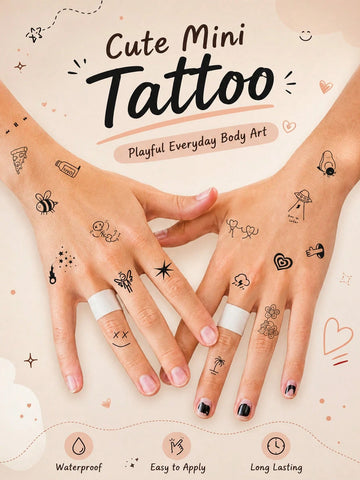 Cute Mini Doodle Icon Tattoo Set