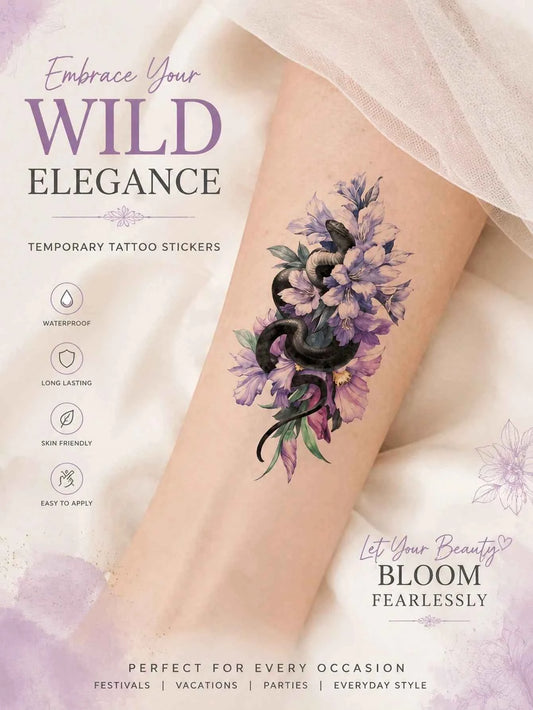 Snake Flower Botanical Tattoo Sticker